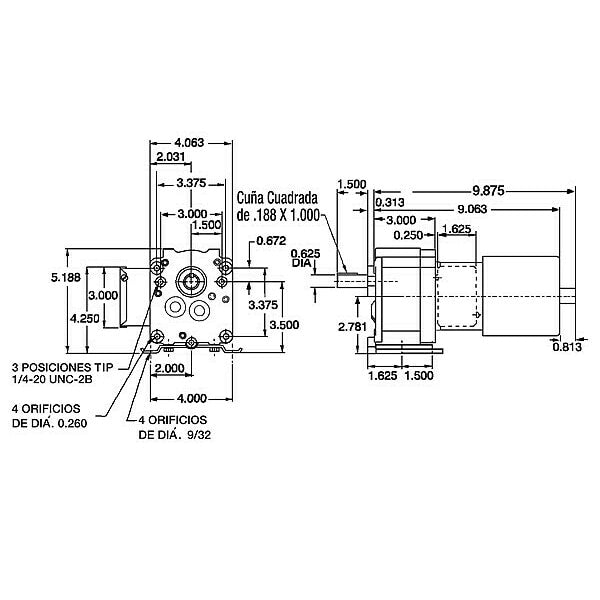 AC Gearmotor, 68 rpm, TEFC, 115V