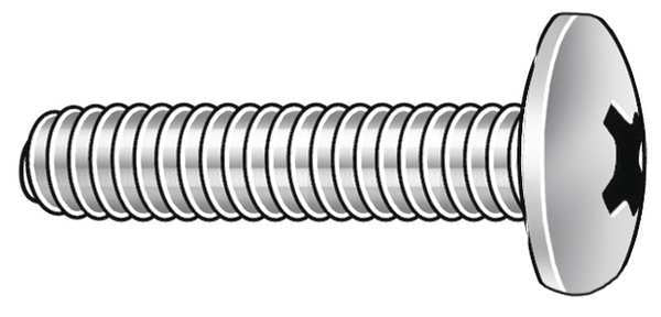 #8-32 x 5/8 in Phillips Truss Machine Screw, Plain 18-8 Stainless Steel, 100 PK