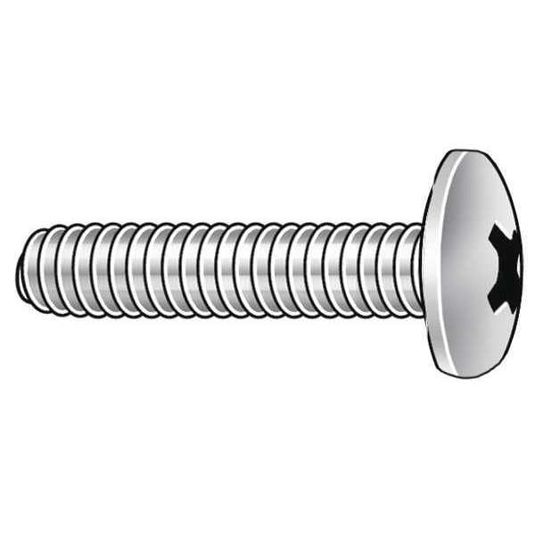 #10-24 x 3/4 in Phillips Truss Machine Screw, Plain 18-8 Stainless Steel, 100 PK