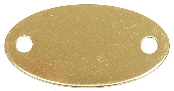 Blk Tag, 1 x 1-7/8 In, Brs, Oval, PK100