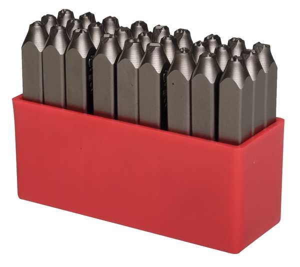 Letter Set, 1/2 In. H, Steel, 26000