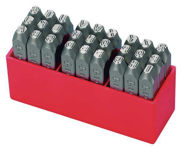 Letter Set, 1/8 In. H, Steel, 2CDY4