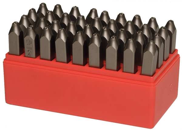 Letter and Number Set, 1/4 In. H, Steel