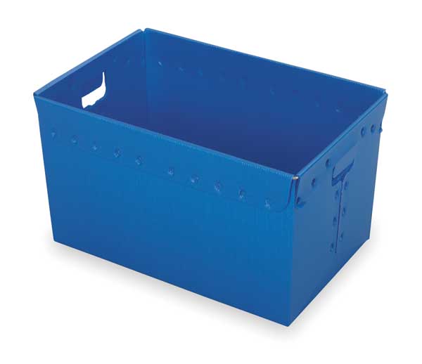 Nesting Container, Blue, Polyethylene, 23 in L, 15 5/8 in W, 16 in H, 2.48 cu ft Volume Capacity