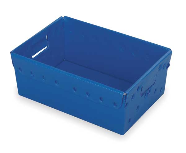 Nesting Container, Blue, Polyethylene, 18 in L, 13 in W, 6 1/8 in H, 0.58 cu ft Volume Capacity
