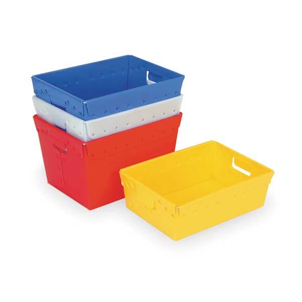 Nesting Container, Blue, Polyethylene, 18 in L, 13 in W, 12 in H, 1.02 cu ft Volume Capacity, 3 PK
