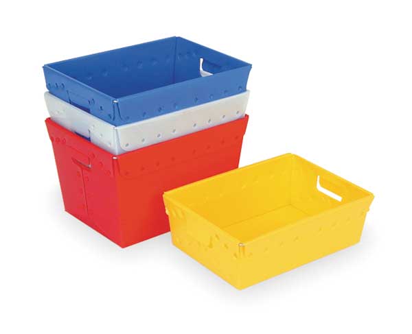 Nesting Container, Blue, Polyethylene, 18 in L, 13 in W, 6 1/8 in H, 0.58 cu ft Volume Capacity
