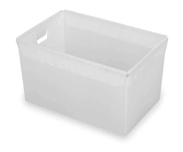 Nesting Container, Natural, Polyethylene, 23 in L, 15 5/8 in W, 12 in H, 1.72 cu ft Volume Capacity