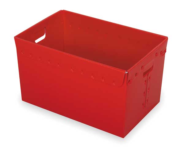 Nesting Container, Red, Polyethylene, 23 in L, 15 5/8 in W, 16 in H, 2.48 cu ft Volume Capacity
