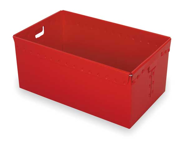 Nesting Container, Red, Polyethylene, 30 in L, 19 in W, 12 in H, 3 cu ft Volume Capacity, 3 PK