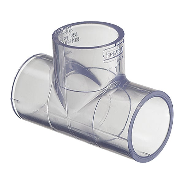 PVC Tee, Solvent x Solvent x Solvent, 1-1/4 in Pipe Size