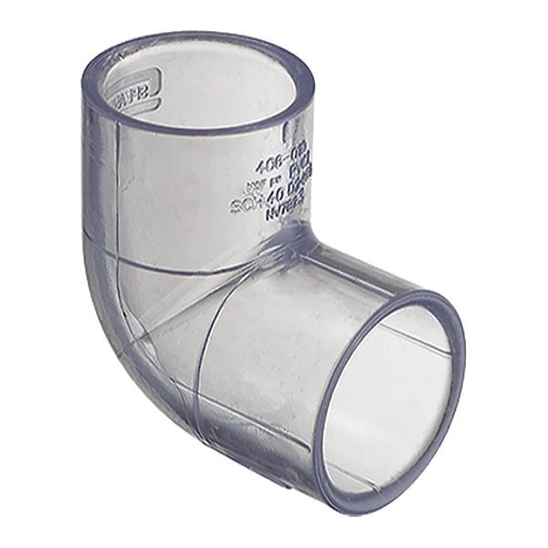 PVC Elbow, 90 Degrees, Solvent x Solvent, 1/2 in Pipe Size