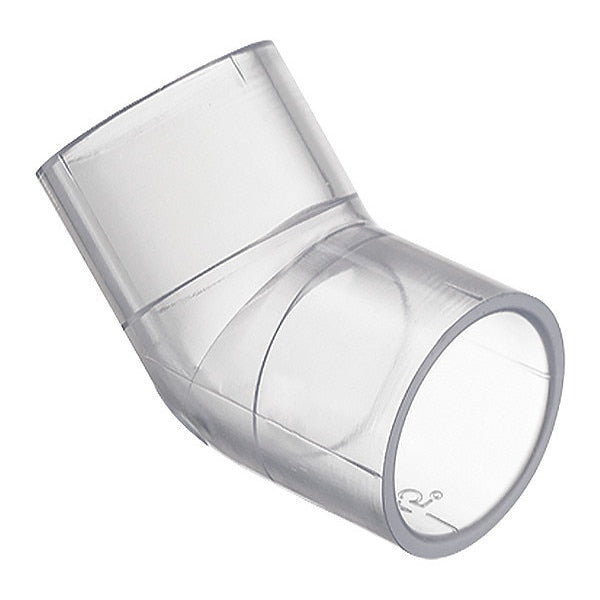 PVC Elbow, 45 Degrees, Solvent x Solvent, 1/2 in Pipe Size