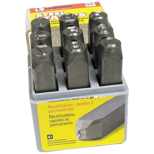 Number Set, 1/2 In. H, Steel, Shank Length: 4 in