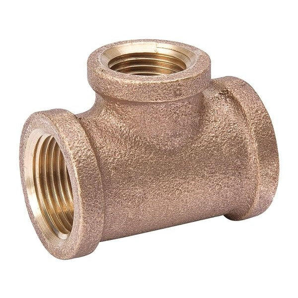 Red Brass Reducing Tee, FNPT, 3