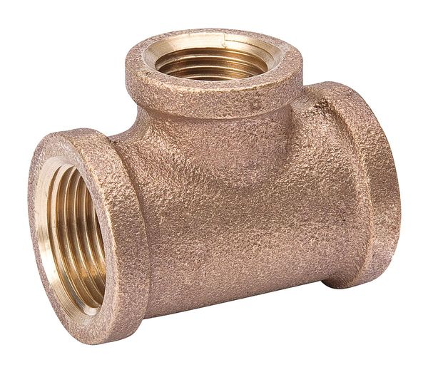 Red Brass Reducing Tee, FNPT, 1