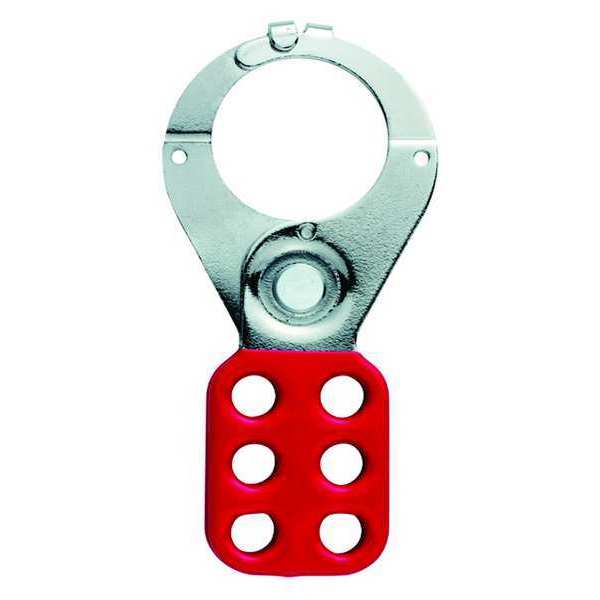 Lockout Hasp, Standard, Red, Steel, 5in. L