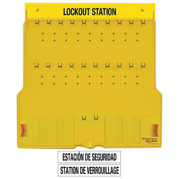 Lockout Station, Unfilled, Holds 20 Padlocks, 22 in x 22 in, Includes Translucent Lockable Cover