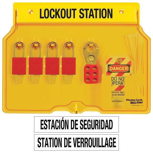 Lockout Station, Filled, 4 Padlocks