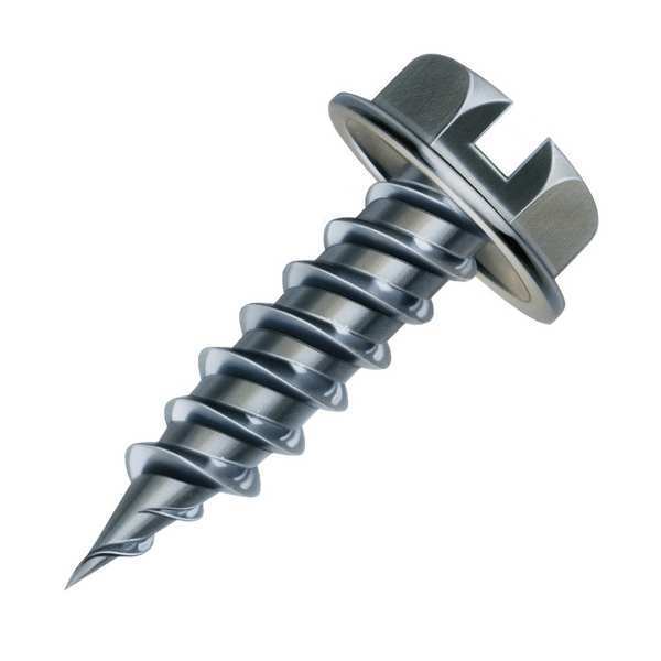 Sheet Metal Screw, #8 x 1 in, Zinc Plated Steel Hex Head External Hex Drive, 500 PK
