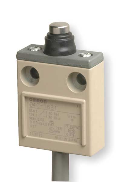 Limit Switch, Plunger, SPDT, 5A @ 240V AC, Actuator Location: Top