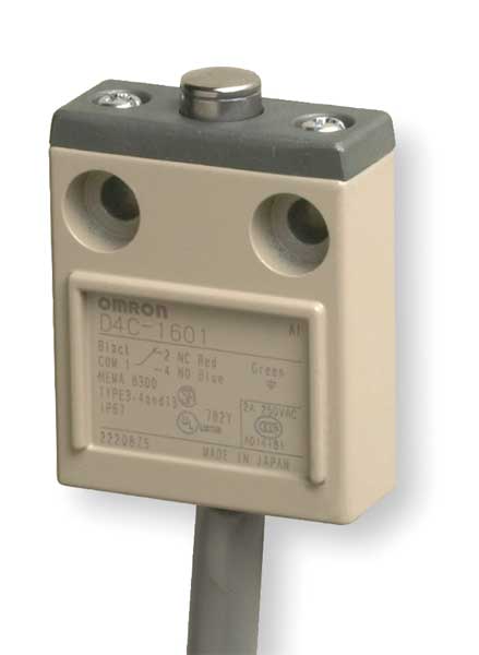 Limit Switch, Plunger, SPDT, 5A @ 240V AC, Actuator Location: Top