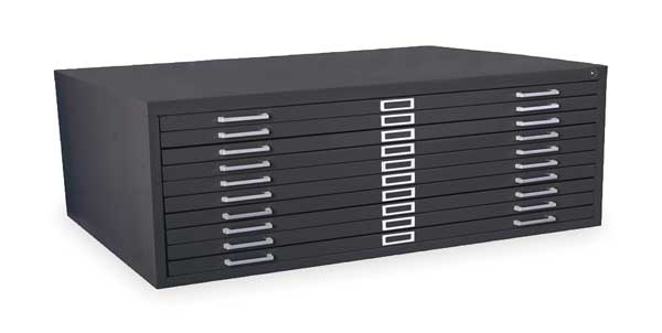 Cabinet, Flat File, 10 Drawer, Black