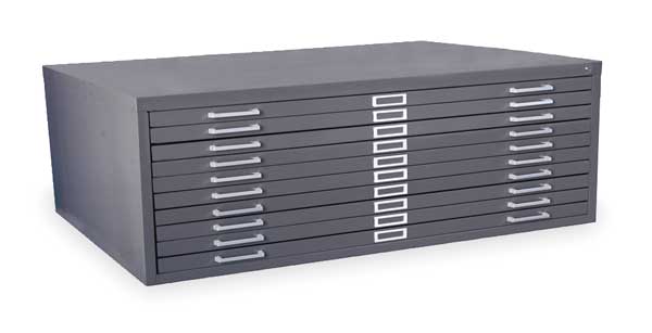 Cabinet, Flat File, 10 Drawer, Gray