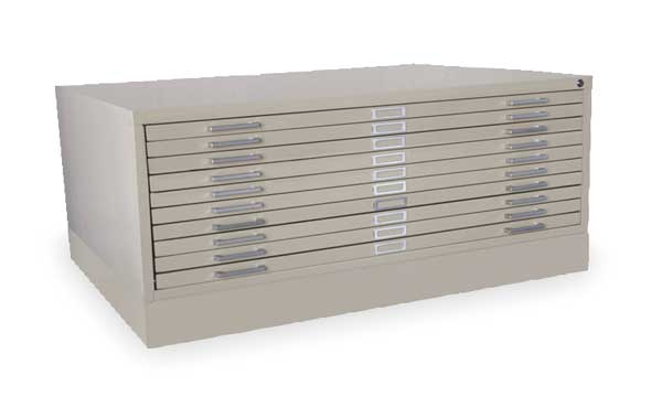 Cabinet, Flat File, 10 Drawer, Gray