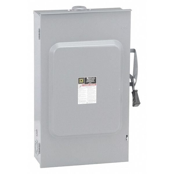 Fusible Safety Switch, General Duty, 240V AC, 2PST, 200 A, NEMA 3R