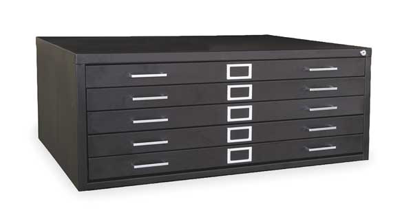 Cabinet, Flat File, 5 Drawer, Black