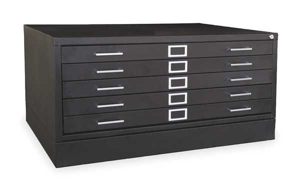 Cabinet, Flat File, 5 Drawer, Black