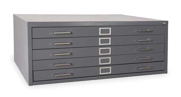 Cabinet, Flat File, 5 Drawer, Gray