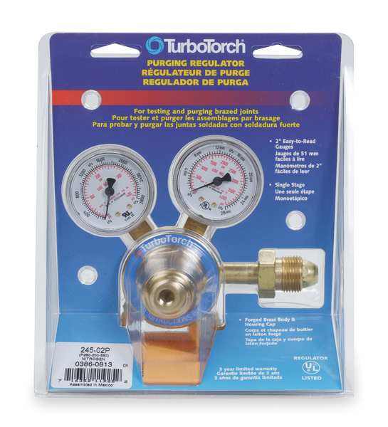Gas Regulator, Single Stage, CGA-580, 2 to 250 psi, Use With: Nitrogen