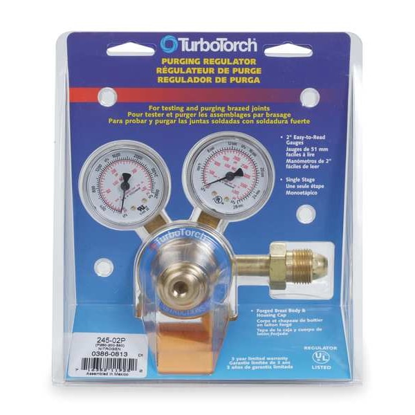 Gas Regulator, Single Stage, CGA-580, 2 to 500 psi, Use With: Nitrogen