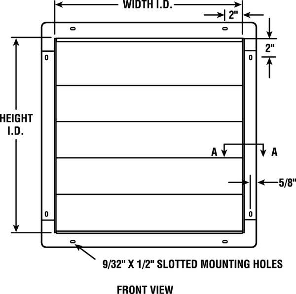 Wall Backdraft Damper, Vertical, Wall, 18 1/2 in x 18 1/2 in