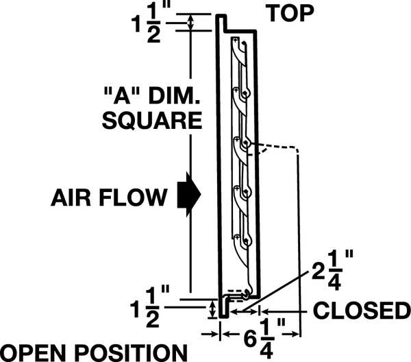 Wall Backdraft Damper, Vertical, Wall, 18 1/2 in x 18 1/2 in