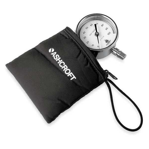 Pressure Gauge, 0 to 60 psi, 1/4 in MNPT, Stainless Steel, Silver
