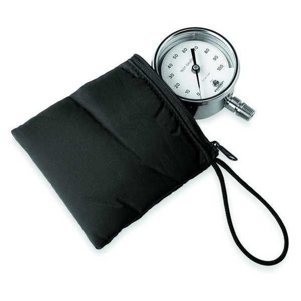 Pressure Gauge, 0 to 60 psi, 1/4 in MNPT, Stainless Steel, Silver