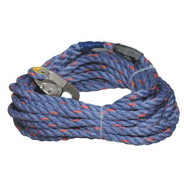 Vertical Lifeline, 150 ft., 310 lb. Weight Capacity, Blue, Gray