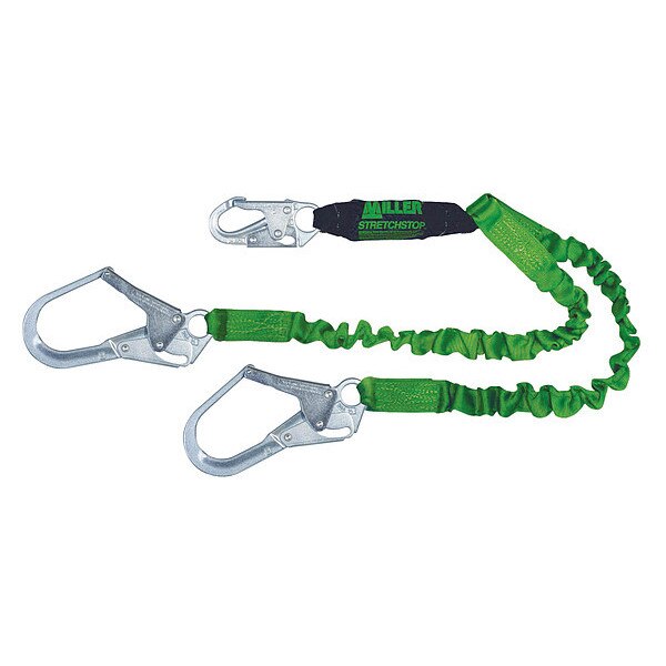 Shock Absorbing Lanyard, 6 ft., 310 lb. Weight Capacity, Green