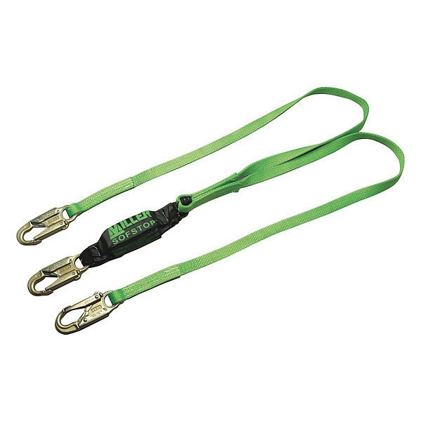 Shock Absorbing Lanyard, 6 ft., 310 lb. Weight Capacity, Green