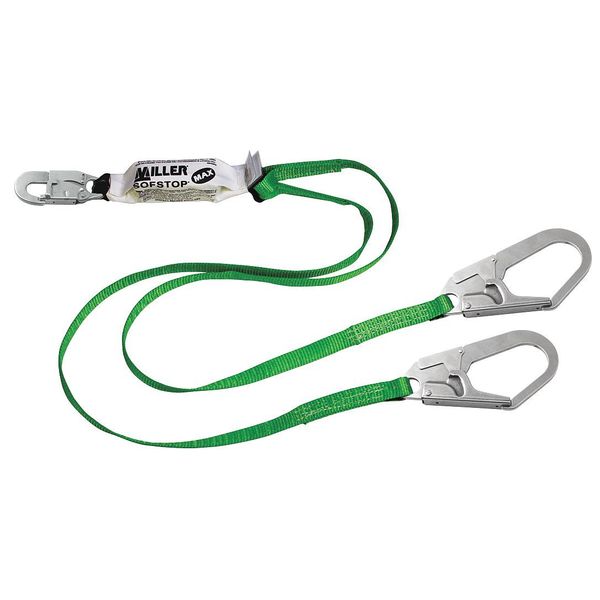 Shock Absorbing Lanyard, 6 ft., 400 lb. Weight Capacity, Green