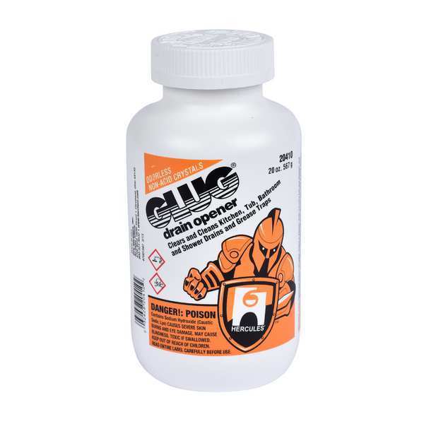 Glug Crystal Drain Opener, Bottle, 20 oz, Crystalline Solid, Unscented