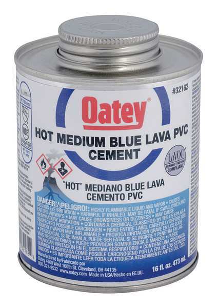 Blue Lava Hot PVC Cement, 16 oz., Low VOC