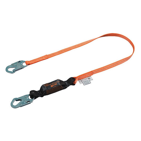 Shock Absorbing Lanyard, 6 ft., 310 lb. Weight Capacity, Orange