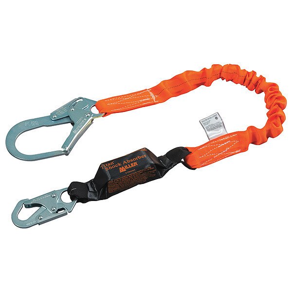 Shock Absorbing Lanyard, 6 ft., 310 lb. Weight Capacity, Orange