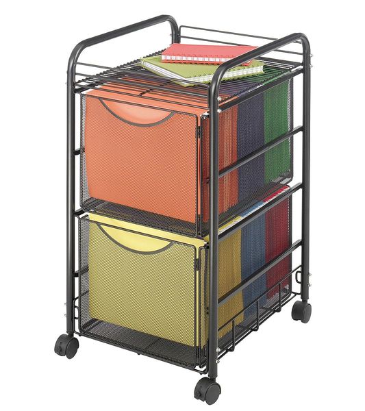 Double File Cart, w/Drawers, Black