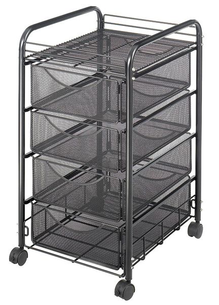 File Cart, w/4 Drawers, Black