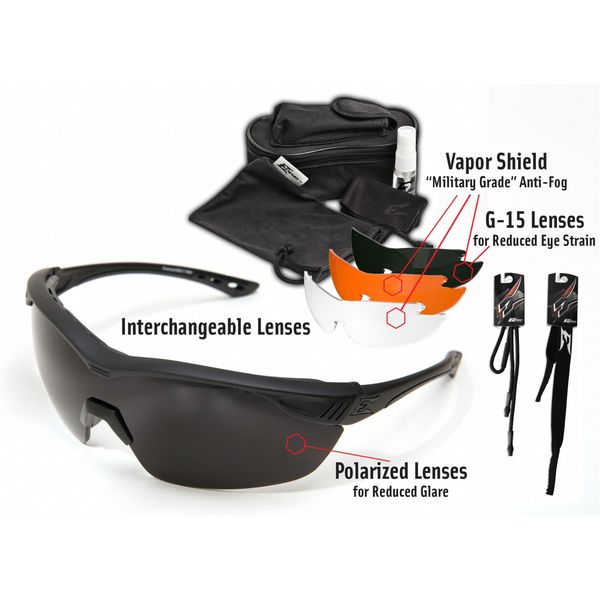 Safety Glasses, Wraparound Clear, G-15, Smoke, Tiger's Eye Polycarbonate Lens